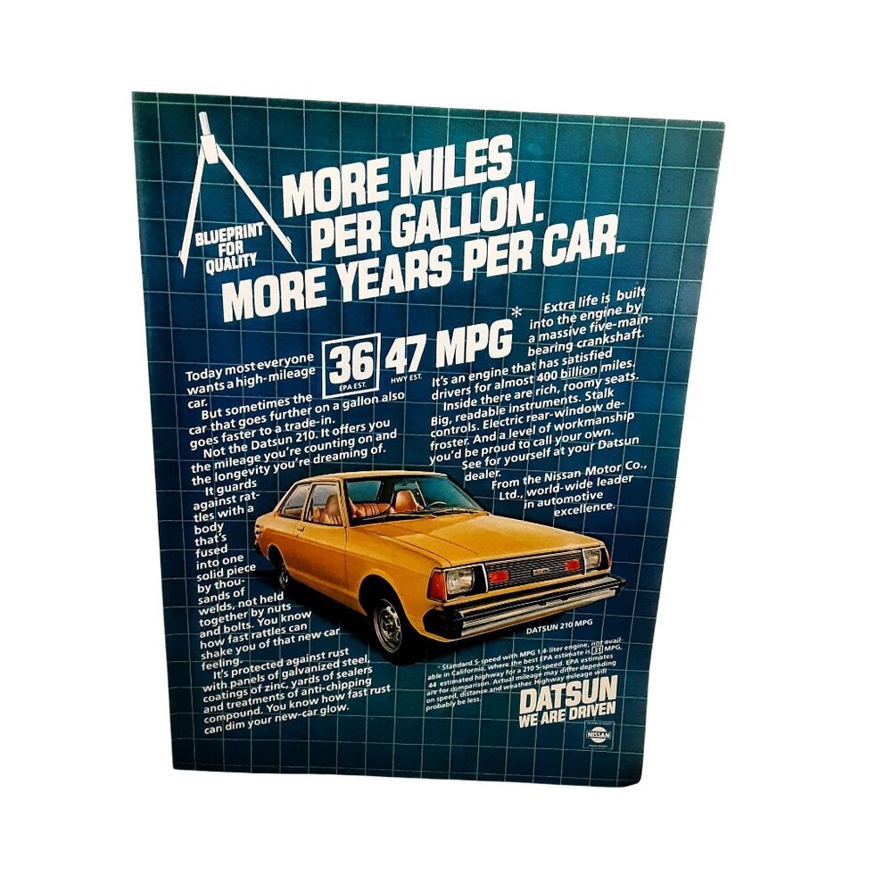 1981 Datsun 210 Car We Are Driven Print Ad Vintage
